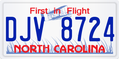 NC license plate DJV8724