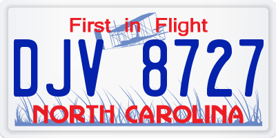 NC license plate DJV8727