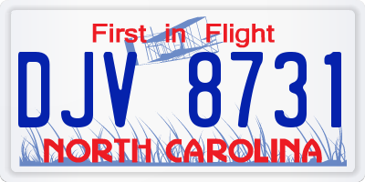 NC license plate DJV8731