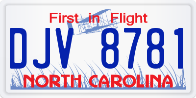 NC license plate DJV8781
