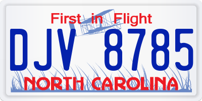 NC license plate DJV8785