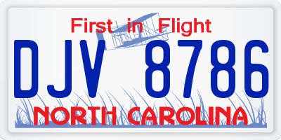 NC license plate DJV8786