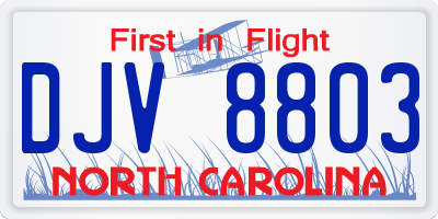 NC license plate DJV8803