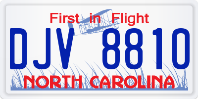 NC license plate DJV8810