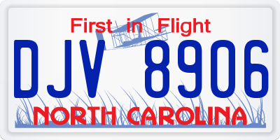NC license plate DJV8906