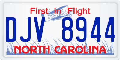 NC license plate DJV8944