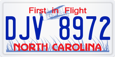 NC license plate DJV8972