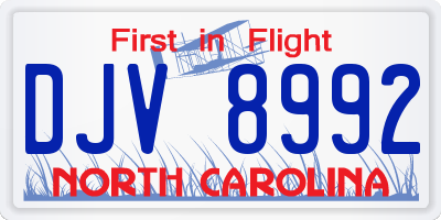 NC license plate DJV8992