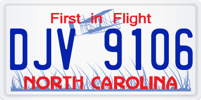 NC license plate DJV9106