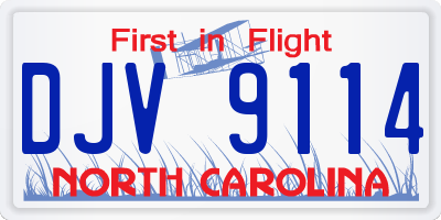 NC license plate DJV9114
