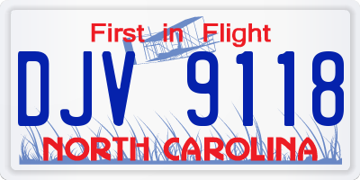 NC license plate DJV9118