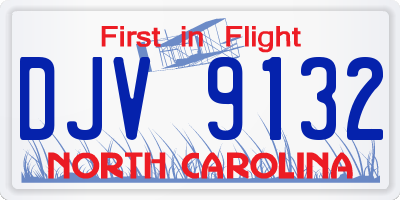 NC license plate DJV9132