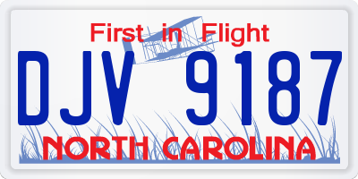 NC license plate DJV9187