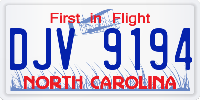 NC license plate DJV9194
