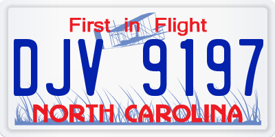 NC license plate DJV9197