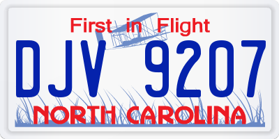 NC license plate DJV9207