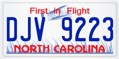 NC license plate DJV9223