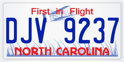 NC license plate DJV9237