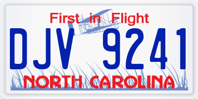 NC license plate DJV9241