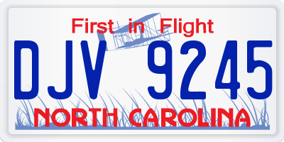 NC license plate DJV9245