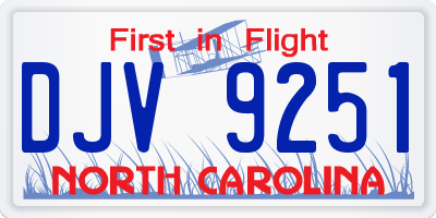 NC license plate DJV9251