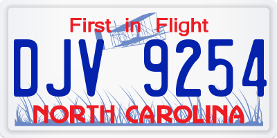 NC license plate DJV9254