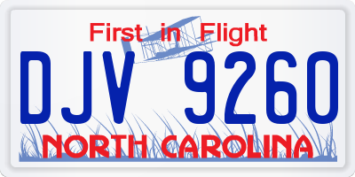 NC license plate DJV9260