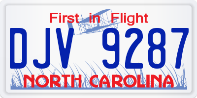 NC license plate DJV9287