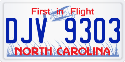 NC license plate DJV9303