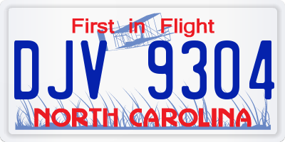 NC license plate DJV9304