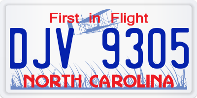NC license plate DJV9305