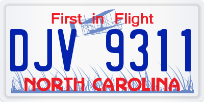 NC license plate DJV9311