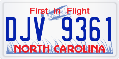 NC license plate DJV9361