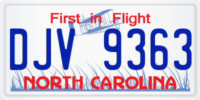 NC license plate DJV9363