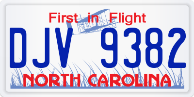NC license plate DJV9382