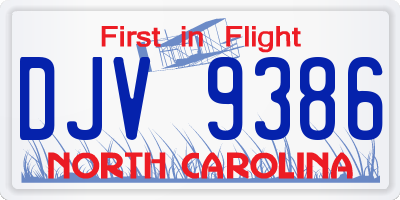 NC license plate DJV9386