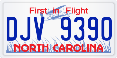 NC license plate DJV9390