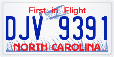 NC license plate DJV9391