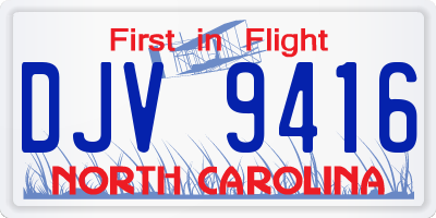 NC license plate DJV9416