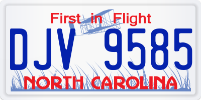 NC license plate DJV9585