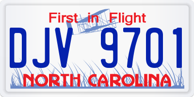 NC license plate DJV9701