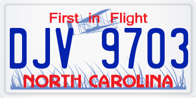 NC license plate DJV9703