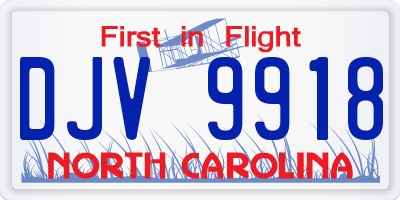 NC license plate DJV9918