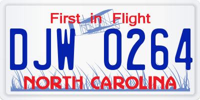 NC license plate DJW0264