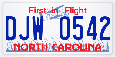 NC license plate DJW0542