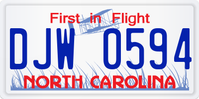 NC license plate DJW0594
