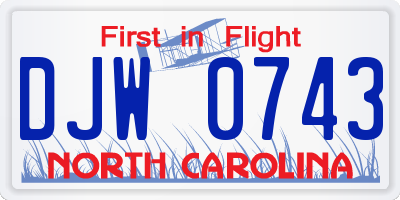 NC license plate DJW0743