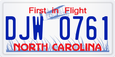 NC license plate DJW0761