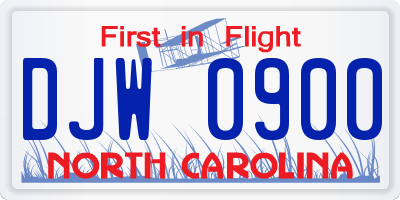 NC license plate DJW0900