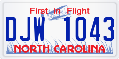 NC license plate DJW1043
